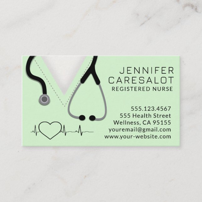 Nurse RN, LVN, LPN, Caretaker Business Card (Front)