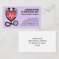 Nurse RN, LVN, LPN, Caretaker Business Card