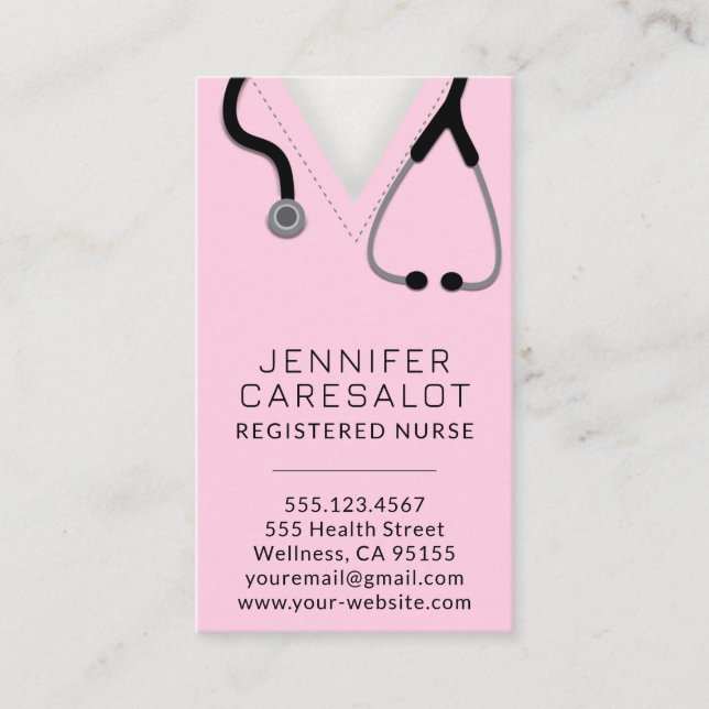 Nurse RN, LVN, LPN, Caretaker Business Card (Front)