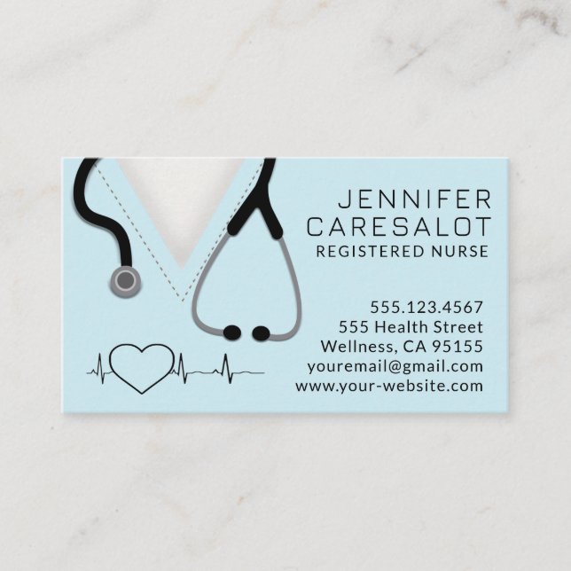 Nurse RN, LVN, LPN, Caretaker Business Card (Front)