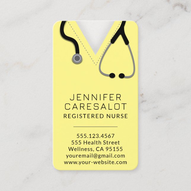 Nurse RN, LVN, LPN, Caretaker Business Card (Front)