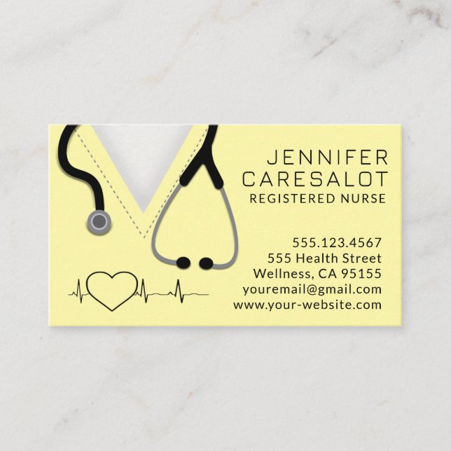 Nurse RN, LVN, LPN, Caretaker Business Card (Front)
