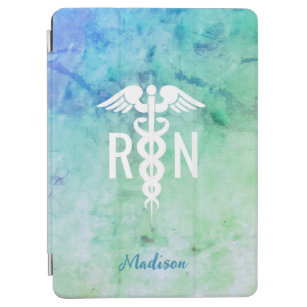 Nurse RN Medical Aqua Teal Blue Personalized iPad Air Cover
