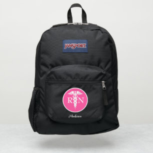 Nurse RN Medical Caduceus Pink Personalized JanSport Backpack