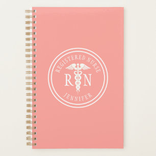 Nurse RN Medical Caduceus Pink Personalized Planner