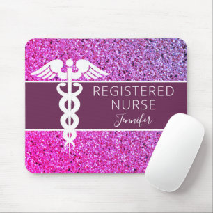 Nurse RN Medical Purple Glitter Personalized Mouse Pad