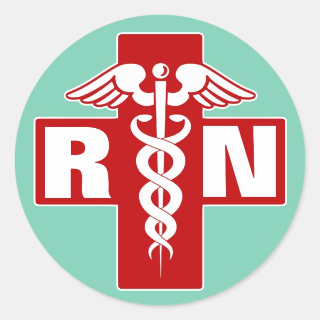 Nurse RN or Initials Classic Round Sticker (Front)