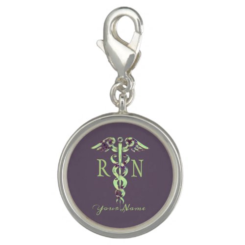 Nurse RN Personalized Elegant Purple Marble Charm