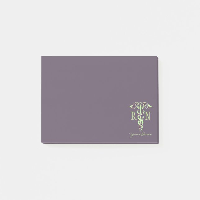 Nurse RN Personalized Name Purple Marble N Post-it Notes (Front)