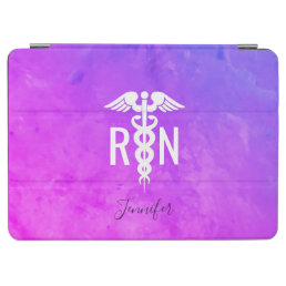 Nurse RN Pink Purple Watercolor Personalized  iPad Air Cover