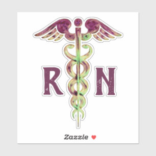 Nurse RN Purple Caduceus Medical Vinyl Stickers