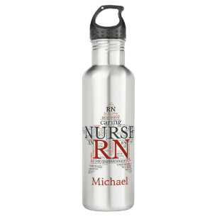 Nurse RN star large personalized Stainless Steel Water Bottle