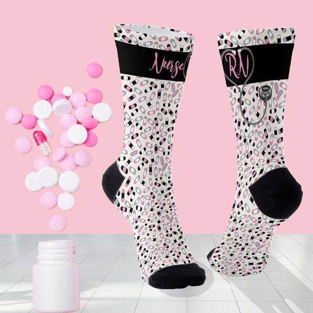 Nurse RN Stethoscope | Pink Pills Socks (Creator Uploaded)