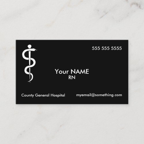 Nurse Rod of Asclepius Black Business Card