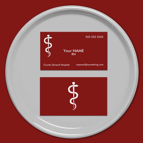 Nurse Rod of Asclepius Red Business Card