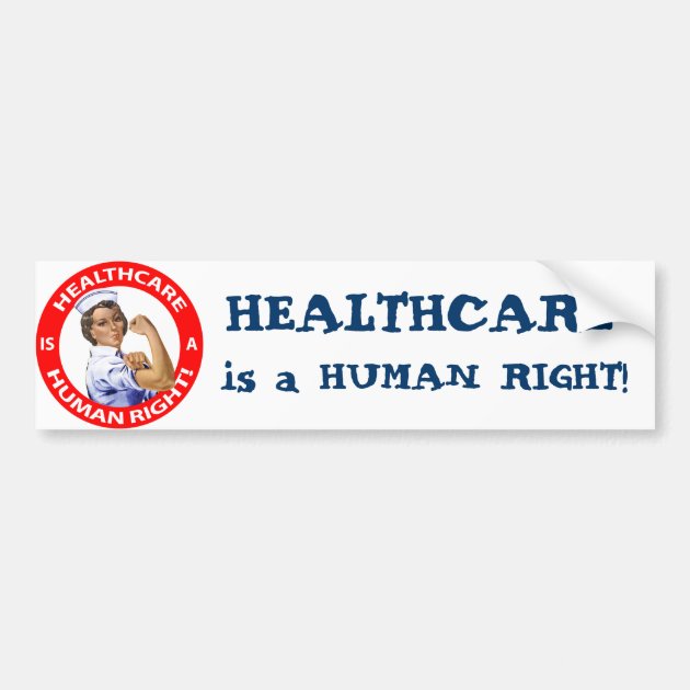 "Healthcare Is A Human Right" Bumper Sticker - 5 Inch Vinyl Decal, Weatherproof & Removable