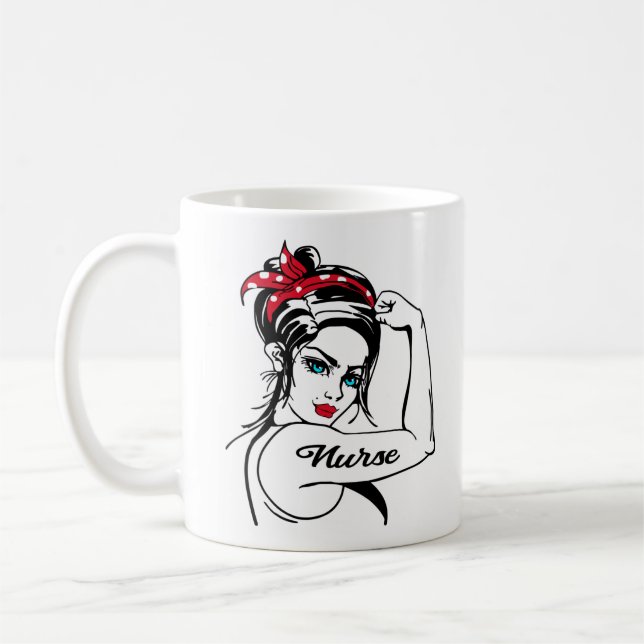 Nurse Rosie The Riveter Pin Up Coffee Mug (Left)