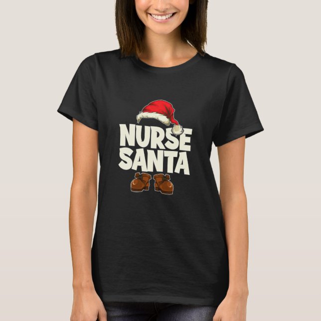 Nurse Santa Funny Christmas T Shirt Cute Merry Xma (Front)