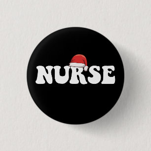 Nurse Santa Hat Christmas Nursing Button