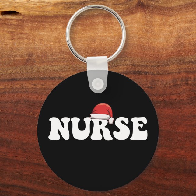 Nurse Santa Hat Christmas Nursing Keychain (Front)