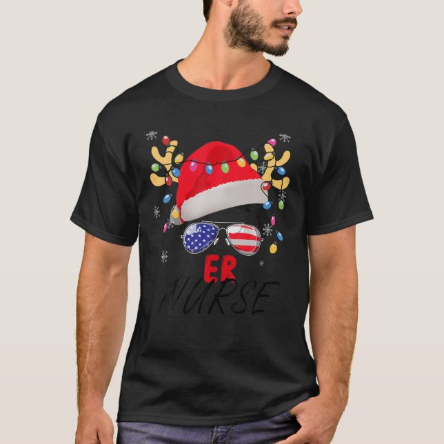 NURSE Santa Messy Bun Family Christmas T-Shirt (Front)