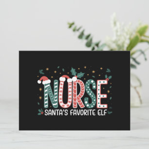 Nurse Santa's Favorite Elf Christmas Inspirational Invitation