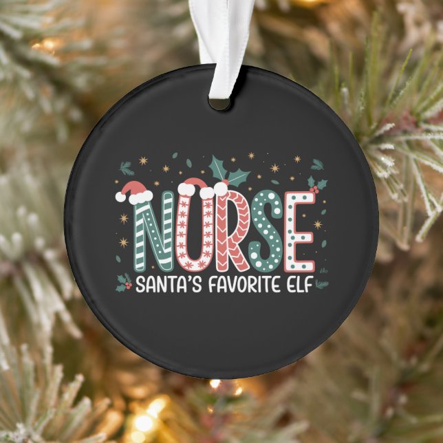 Nurse Santa's Favorite Elf Christmas Inspirational Ornament (Tree)