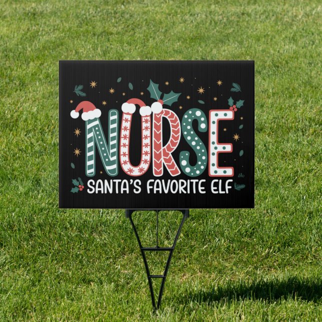 Nurse Santa's Favorite Elf Christmas Inspirational Sign (Insitu)