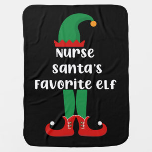 Nurse Santa's Favorite Elf Funny Nurse Christmas Baby Blanket