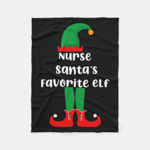 Nurse Santas Favorite Elf Funny Nurse Christmas Fleece Blanket