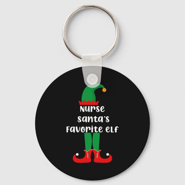 Nurse Santas Favorite Elf Funny Nurse Christmas  Keychain (Front)