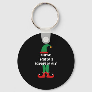 Nurse Santa's Favorite Elf Funny Nurse Christmas Keychain