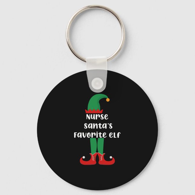 Nurse Santa's Favorite Elf Funny Nurse Christmas Keychain (Front)