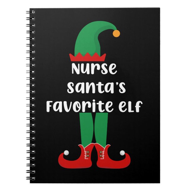 Nurse Santa's Favorite Elf Funny Nurse Christmas Notebook (Front)