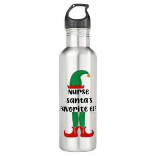 Nurse Santa's Favorite Elf Funny Nurse Christmas Stainless Steel Water Bottle