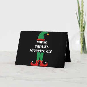 Nurse Santa's Favorite Elf Funny Nurse Christmas Thank You Card
