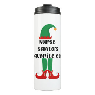 Nurse Santa's Favorite Elf Funny Nurse Christmas Thermal Tumbler