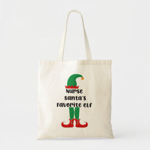 Nurse Santa's Favorite Elf Funny Nurse Christmas Tote Bag
