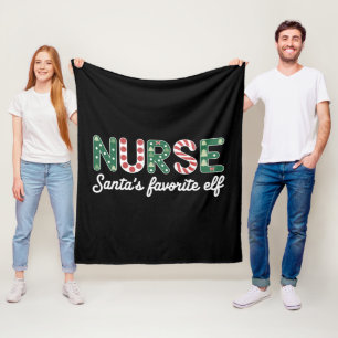 Nurse Santa's Favorite Elf Life Nurse Day Gifts  Fleece Blanket