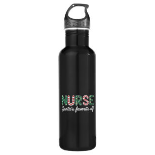 Nurse Santa's Favorite Elf Life Nurse Day Gifts Stainless Steel Water Bottle