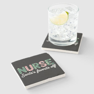 Nurse Santa's Favorite Elf Life Nurse Day Gifts Stone Coaster