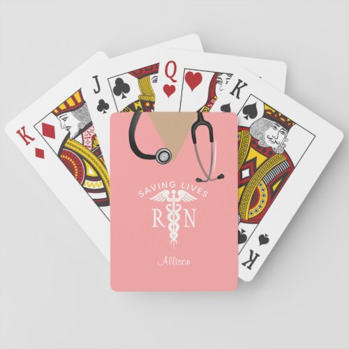 Nurse Scrub Top Stethoscope Novelty Personalized Poker Cards