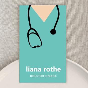 Nurse Scrubs And Stethoscope  Business Card by sm_business_cards at Zazzle