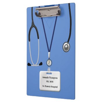 Nurse Scrubs In Blue Clipboard by NightOwlsMenagerie at Zazzle