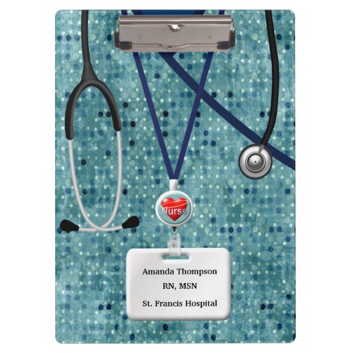 Nurse Scrubs In Teal Pattern Clipboard