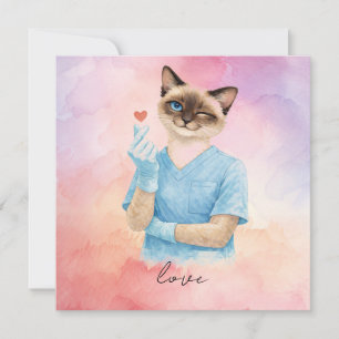 Nurse Sending Mini Heart with Love Holiday Card
