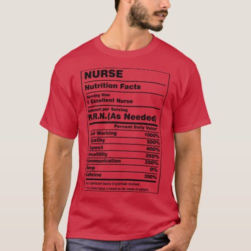 Nurse Shirts for Women Funny Nutrition Facts Nurs