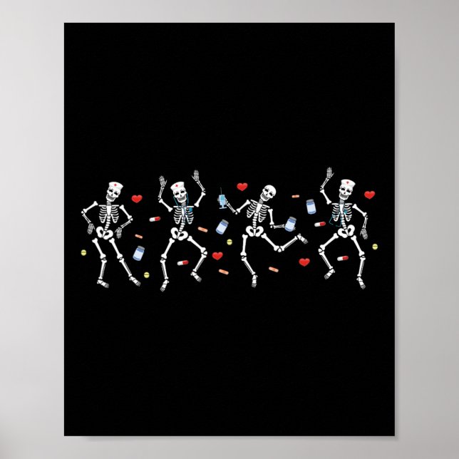 Nurse Skeleton Dancing Ortho Squad Orthopedic Hall Poster (Front)