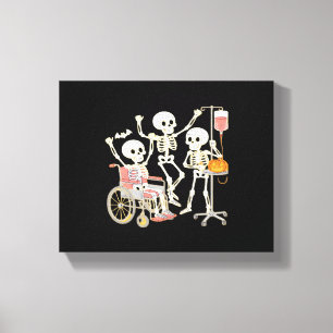 Nurse Skeleton Funny Halloween Healthcare Essentia Canvas Print