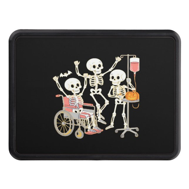 Nurse Skeleton Funny Halloween Healthcare Essentia Hitch Cover (Front)